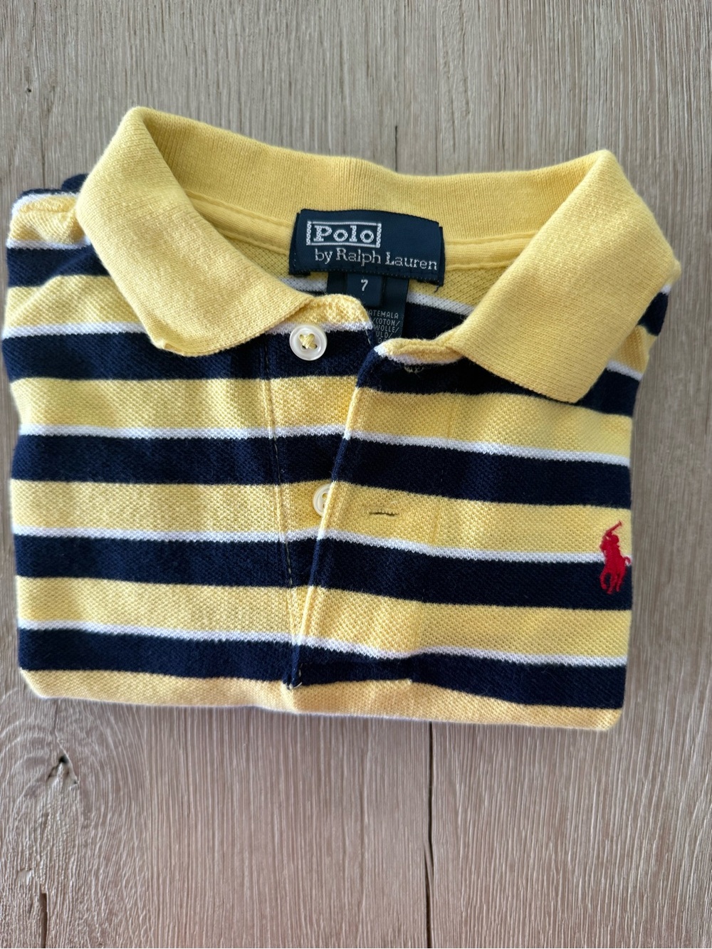 Ralph Lauren Yellow and Navy Striped Kids Polo